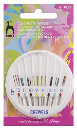 Pony Farböhr Nähnadeln im Nadelspender-Crewels, Kunststoff, Mehrfarbig, 4.5 x 4.2 x 29 cm von Pony
