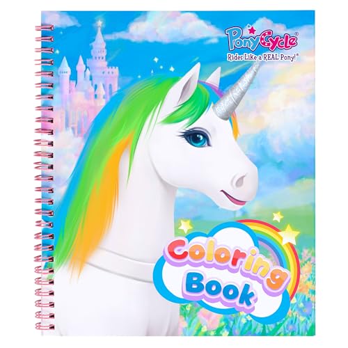 PonyCycle Malbuch und Sticker Set, Einhorn und Pony Motiv, Malbuch mit Aufklebern für Kinder von PonyCycle