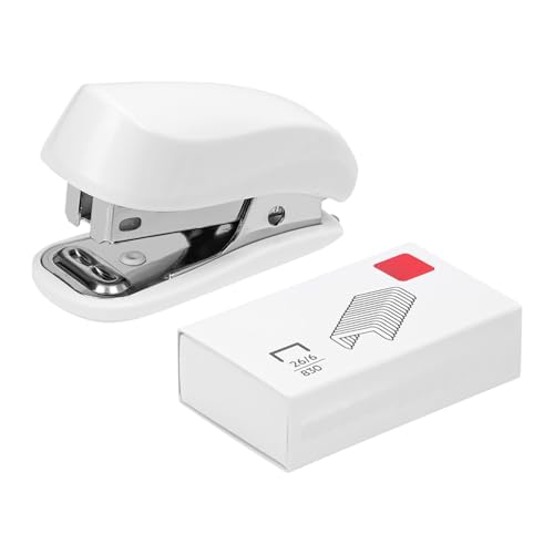 Mini-Hefter mit Heftklammern 2025, kleiner, Hefter für Schreibtisch-Upgrade, Heftklammer mit Funktion für den Schulgebrauch (White, 6.7x4.1x2.8cm) von Poo4kark