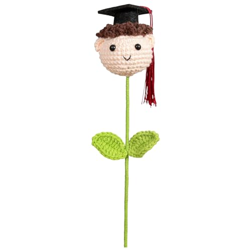 Poo4kark Handgemachte Häkelblume Graduierungshut Junge/Mädchen/Hund Figurine Bouquet Stilvolle akademische Leistung (A, One Size) von Poo4kark