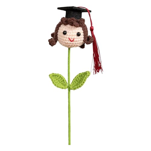 Poo4kark Handgemachte Häkelblume Graduierungshut Junge/Mädchen/Hund Figurine Bouquet Stilvolle akademische Leistung (B, One Size) von Poo4kark