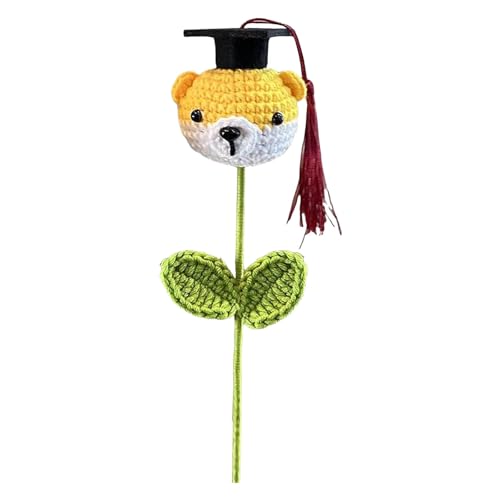 Poo4kark Handgemachte Häkelblume Graduierungshut Junge/Mädchen/Hund Figurine Bouquet Stilvolle akademische Leistung (C, One Size) von Poo4kark