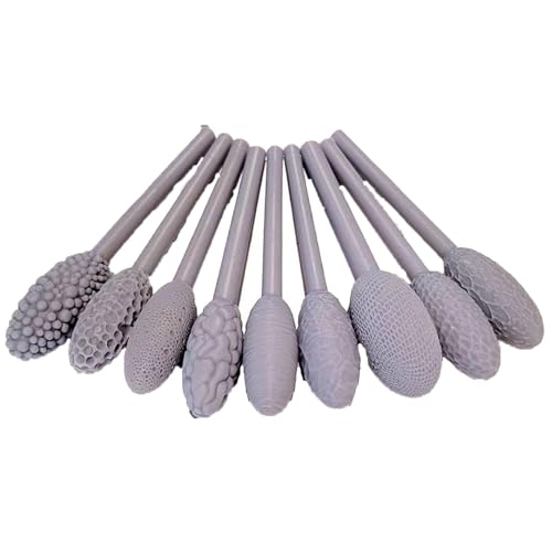 Poo4kark Textur-Werkzeug-Set für Kunstprojekte, 9-teiliges ovales Musterrollen-Set, Modellierstäbe für Heimwerkerarbeiten (Grey, 7.5X3X1cm) von Poo4kark