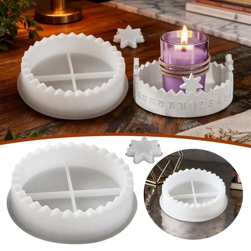 Silikon Adventskranz Gießform DIY Kerzenform Adventskalender Handwerkliche Weihnachtsdekoration Backwerkzeuge Kreativset (White, 15cm) von Poo4kark