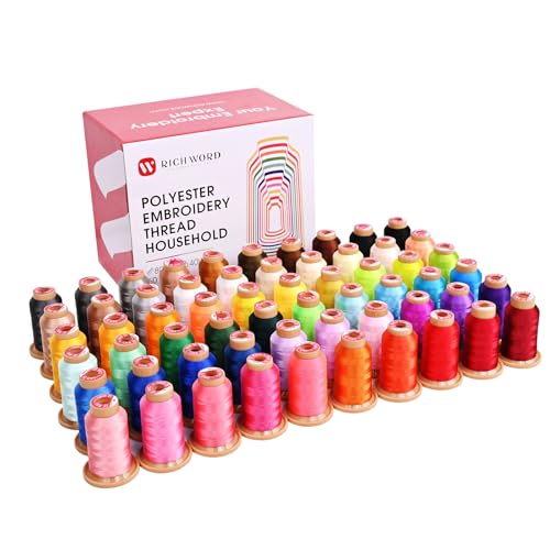 Poolin Richword Stickgarn, 800 m, 60 Farben, 40 W (108D/2) Polyester-Stickmaschinengarn-Set von Poolin