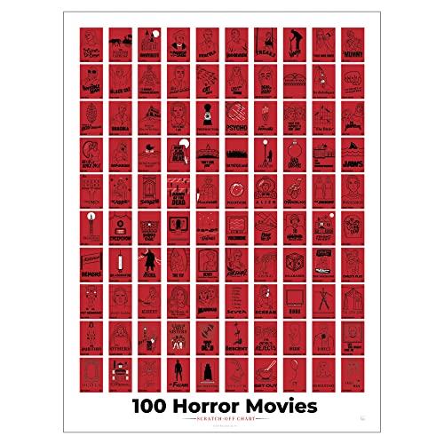 Pop Chart | 100 Horrorfilme Rubbelposter | 30,5 x 40,6 cm Wandkunst | Horrorfilm-Dekor für den Gruselfilm-Fan | 100% hergestellt in den USA von Pop Chart Lab