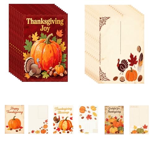 Grußkarten "Happy Thanksgiving", Postkarten, 10,2 x 15,2 cm, Herbsturlaub, Kürbisse, Ahornblätter, Truthahn, Herbst, Ernte, blanko, Notizkarte für Feiertage, Geschenke, Party-Dekorationen Grußkarten "Happy Thanksgiving", Postkarten, 10,2 x 15,2 cm, Herbsturlaub, Kürbisse, Ahornblätter, Truthahn, Herbst, Ernte, blanko, Notizkarte für Feiertage, Geschenke, Party-Dekorationen von Pop Resin
