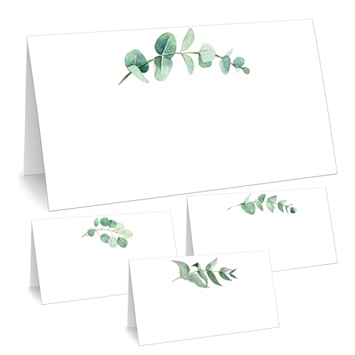 Tischkarten mit Eukalyptus-Druck, 5 x 8,9 cm, Blumenmuster, grüne Blätter, Namenskarte, gefaltete Zeltkarten für Hochzeit, Brautparty, Geburtstag, Jahrestag, 100 Stück Tischkarten mit Eukalyptus-Druck, 5 x 8,9 cm, Blumenmuster, grüne Blätter, Namenskarte, gefaltete Zeltkarten für Hochzeit, Brautparty, Geburtstag, Jahrestag, 100 Stück von Pop Resin