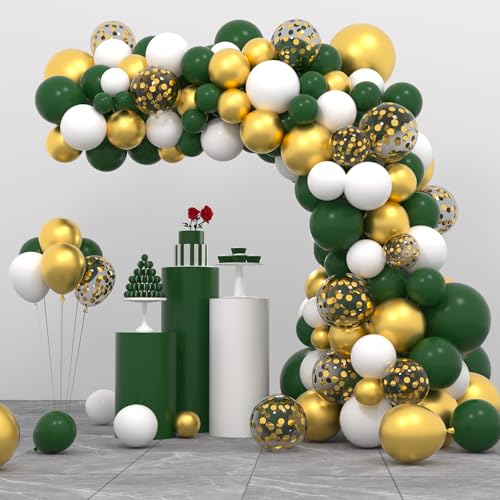105 dunkelgrüne und weißgoldene Ballongirlanden-Set, weiße und dunkelgrüne Konfetti-Luftballons für Geburtstage, Hochzeiten, Jubiläen, Ruhestandsfeiern, Abschlussfeiern, Fußballdekorationen 105 dunkelgrüne und weißgoldene Ballongirlanden-Set, weiße und dunkelgrüne Konfetti-Luftballons für Geburtstage, Hochzeiten, Jubiläen, Ruhestandsfeiern, Abschlussfeiern, Fußballdekorationen von PopularLdo