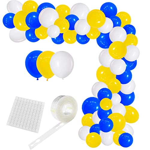 Blau Gelb Weiß Ballon Girlande Bogen Kit - 139PCS Königsblau Gelb Weiß Luftballons für Geburtstag Verlobung Hochzeit Baby Brautdusche Graduierung Frühling Picknick Jahrestag Bachelorette Dekorationen von PopularLdo