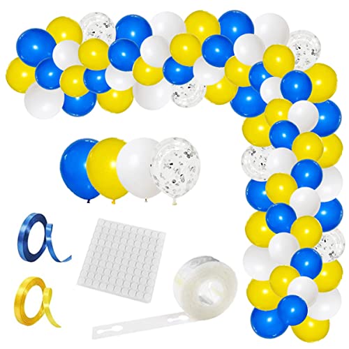 Blau Gelb Weiß Ballon Girlande Bogen Kit - 116pcs Gelb Weiß Blau Silber Konfetti Ballons für Geburtstag Hochzeit Baby Dusche Graduierung Engagement Jahrestag Picknick Dekorationen von PopularLdo