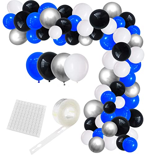 Blau Schwarz Weiß Silber Ballongirlande Bogen Kit - 127PCS Königsblau Schwarz Weiß Ballon Metallic Silber Luftballons für Junge Geburtstag Baby Dusche Graduierung Freiraum Videospiel Party Dekoration von PopularLdo