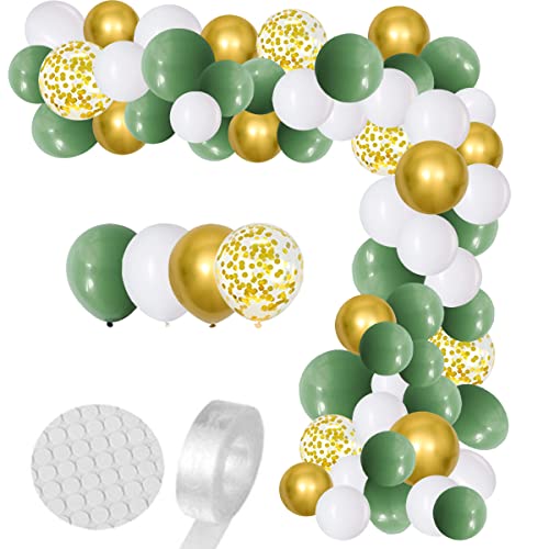Salbeigrünes, weißgoldenes Ballongirlanden-Set, 122 Stück, olivgrüne, weiße, metallisch-goldene Konfettiballons für Hochzeit, Babyparty, Dschungelsafari, wilde 1. Geburtstags-Sommerparty-Dekoration Salbeigrünes, weißgoldenes Ballongirlanden-Set, 122 Stück, olivgrüne, weiße, metallisch-goldene Konfettiballons für Hochzeit, Babyparty, Dschungelsafari, wilde 1. Geburtstags-Sommerparty-Dekoration von PopularLdo
