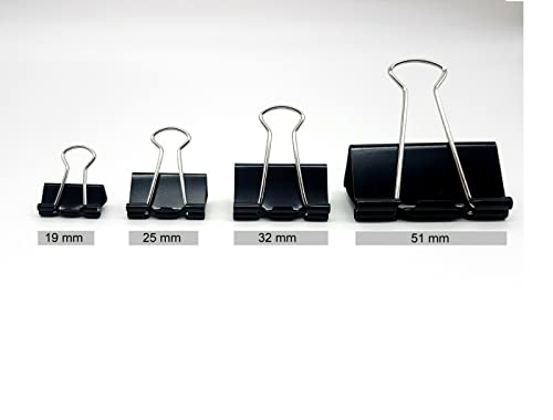 40 Stück Premium Foldback-Klammern 19 mm/ 25 mm/ 32 mm/ 51 mm Aktenklammern Clip Haushalt Klammern Vielzweckklammer Binder Clips schwarze Büroklammern Papierklammern 40 Stück Premium Foldback-Klammern 19 mm/ 25 mm/ 32 mm/ 51 mm Aktenklammern Clip Haushalt Klammern Vielzweckklammer Binder Clips schwarze Büroklammern Papierklammern von Pora