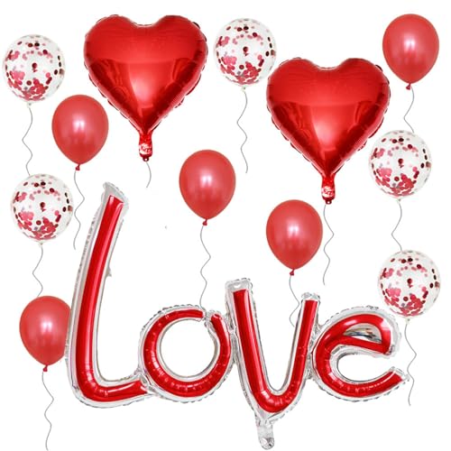 Ballon 1 Set Herzballon aufblasbar verbundene Aluminiumfolie Happy Valentine's Day Love Letter Ballons Dekor für Urlaub Herzballon Hochzeit Ballon von Porceosy