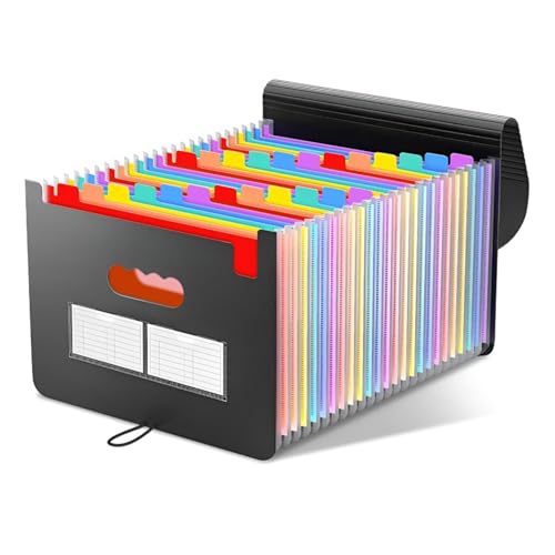 Porceosy Akkordeon-Aktenordner mit farbigen Etiketten, 12/24/36 Fächer, Fächermappe, A4, Briefgröße, Papier, Dokumente, Quittungen, Organizer für Klassenzimmer, Zuhause, Büro Porceosy Akkordeon-Aktenordner mit farbigen Etiketten, 12/24/36 Fächer, Fächermappe, A4, Briefgröße, Papier, Dokumente, Quittungen, Organizer für Klassenzimmer, Zuhause, Büro von Porceosy