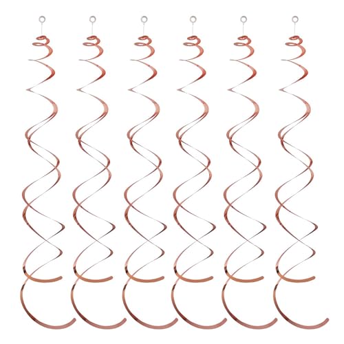 Porceosy Baumzweig hängende Dekoration Tür Party Luftschlangen 6 Stück Spiralanhänger Kunststoff Luftschlangen Doppelschwanz Deckenfolie Wirbel Roségold von Porceosy