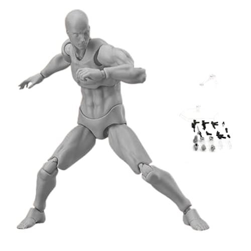 Action -Abbildungen 5.90in bewegliche Gelenke Flexible Zeichnungsfiguren Modell mit Basis leichter Fähigkeitszeichnung Figur zum Skizzieren, Malen, Zeichnen, Künstler (männlich) von Porgeel