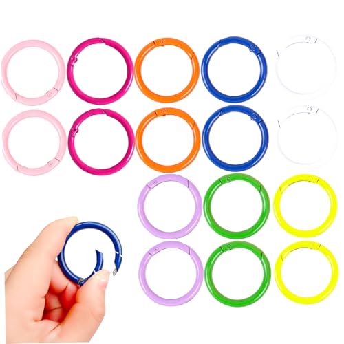 Feder O Ring, 16pcs 8 Farben Federringverschluss, 41 mm runder Carabiner -Clip, Metallschlüsselkettenclip für Schlüsselbeutel Handtasche der Schlüsselbeutel von Porgeel