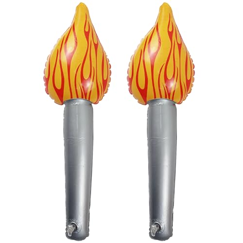 Porgeel Aufblasbare Torch 2PCS PVC Olympic Torch für Kinder 4.7x16.5in Olympische Dekorationen Handheld niedliche dekorative olympische Torch -Prop für Sporttreffen von Porgeel