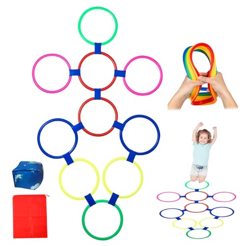 Porgeel Hopscotch Rings Spiel, 10pcs Round Hopscotch Ringe mit Bohnensack werfen 15 Zoll mehrfarbigem Hindernisparcours Fun Play Kids Outdoor Play-Ausrüstung Porgeel Hopscotch Rings Spiel, 10pcs Round Hopscotch Ringe mit Bohnensack werfen 15 Zoll mehrfarbigem Hindernisparcours Fun Play Kids Outdoor Play-Ausrüstung von Porgeel