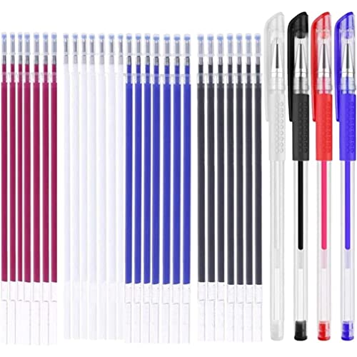 Porgeel Wärme löschbare Stifte für Stoff 4pcs Wärme löschbare Stifte Stoffmarkierungsstifte mit 28 PCS -Nachfüllungen (4 Farben) von Porgeel