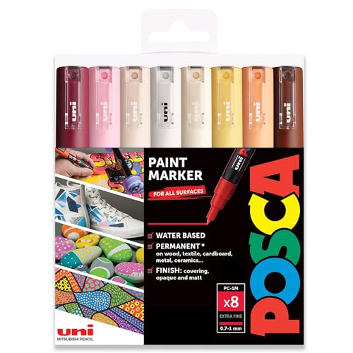 POSCA - PC-1M Art Paint Marker - 8er Set - in Kunststoffhülle (warme neutrale Farbtöne) von POSCA