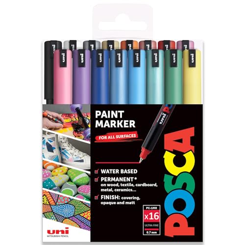 Posca PC-1MR Paint Marker Art Pens - 0,7 mm - 16 Stück - Spektrum Set in Brieftasche Verpackung, mehrfarbig von POSCA
