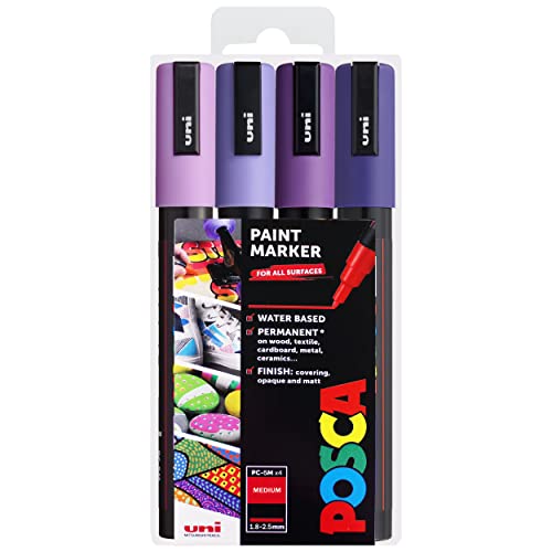 Posca - PC-5M - Paint Marker Art Pens - 1,8–2,5 mm - 4er-Set im Etui (Purple Tones) von POSCA