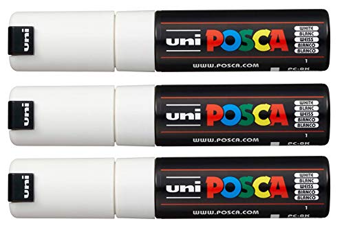 POSCA PX148932000 182699 Marker (mit breiter Keilspitze) schwarz (Weiß 3 Stück) von POSCA