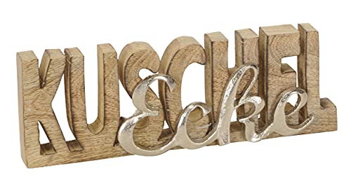 Posiwio dekorativer Schriftzug KUSCHELECKE aus Mangoholz und Aluminium von Posiwio