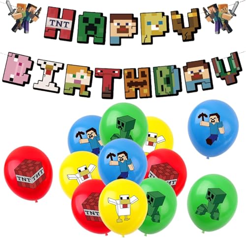 Geburtstagsballons, Cartoon-Geburtstagsparty-Ballon-Set, 12 Stück, niedlicher Spiel-Party-Ballon, Happy Birthday Banner, Babyparty, Luftballons für Kinder (Roboter) von Posoto