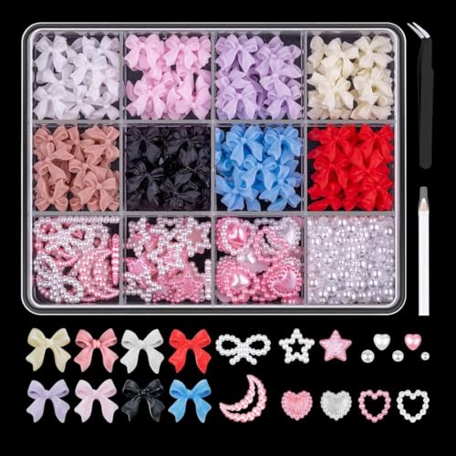 Posoto 500 Stück 3D-Nagelanhänger, verschiedene Farben, verschiedene Formen, Schleife, Nagelanhänger, Herz, Stern, Mond, Edelsteine, Schleife, Strasssteine, Nagelkunst-Anhänger mit Pickup-Werkzeug für Posoto 500 Stück 3D-Nagelanhänger, verschiedene Farben, verschiedene Formen, Schleife, Nagelanhänger, Herz, Stern, Mond, Edelsteine, Schleife, Strasssteine, Nagelkunst-Anhänger mit Pickup-Werkzeug für von Posoto