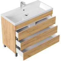 POSSEIK Waschbecken mit Unterschrank FELLINI 100 eiche gold 100,0 x 48,0 x 83,5 cm von Posseik