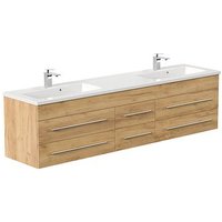 POSSEIK Waschbecken mit Unterschrank GEANT 200 eiche gold 200,0 x 49,6 x 44,0 cm von Posseik