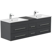 POSSEIK Waschbecken mit Unterschrank NERO XL grafit 153,0 x 46,5 x 51,2 cm von Posseik