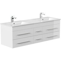 POSSEIK Waschbecken mit Unterschrank NERO XL weiß glanz 153,0 x 46,5 x 51,2 cm von Posseik