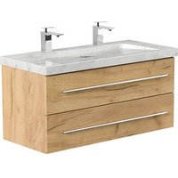 POSSEIK Waschbecken mit Unterschrank WHITE YAMO 100 eiche gold 100,0 x 45,0 x 50,0 cm von Posseik