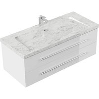 POSSEIK Waschbecken mit Unterschrank WHITE YAMO 130 weiß glanz 130,0 x 55,0 x 50,0 cm von Posseik