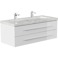 POSSEIK Waschbecken mit Unterschrank WHITE YAMO 130 weiß glanz 130,0 x 55,0 x 50,0 cm von Posseik