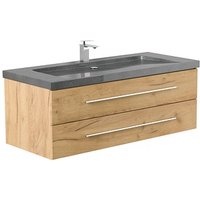 POSSEIK Waschbecken mit Unterschrank YAMO 130 eiche gold 130,0 x 45,0 x 50,0 cm von Posseik