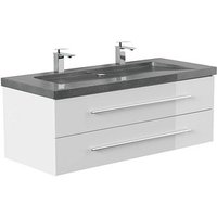 POSSEIK Waschbecken mit Unterschrank YAMO 130 weiß glanz 130,0 x 45,0 x 50,0 cm von Posseik