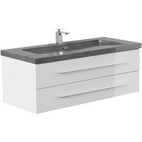 POSSEIK Waschbecken mit Unterschrank YAMO 130 weiß glanz 130,0 x 45,0 x 50,0 cm von Posseik