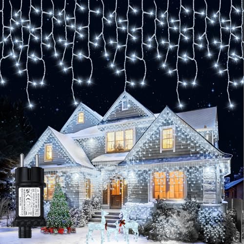Eisregen Lichterkette Außen Weihnachtsbeleuchtung 6,4m 200LEDs IP65 Wasserdicht LED Lichtervorhang Aussen mit Timer, Weihnachtslichterkette 8Modi für Balkon Fenster Geländer Weihnachten Deko-Kaltweiß Eisregen Lichterkette Außen Weihnachtsbeleuchtung 6,4m 200LEDs IP65 Wasserdicht LED Lichtervorhang Aussen mit Timer, Weihnachtslichterkette 8Modi für Balkon Fenster Geländer Weihnachten Deko-Kaltweiß von Possily