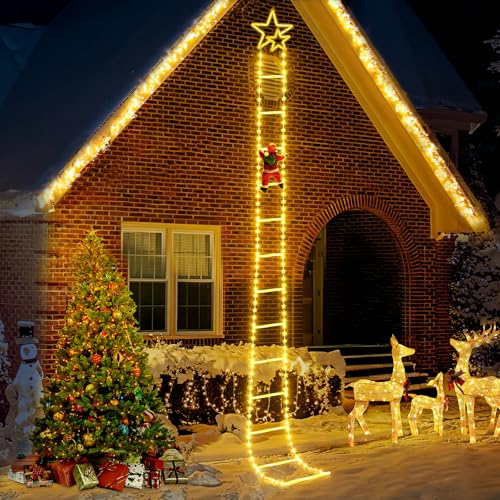 LED Weihnachtsmann Leiter Lichterkette, 3M Leiter Weihnachtsbeleuchtung 8 Modi Weihnachtsdekorations Lichterkette mit Timer, Speicherfunktion für Innen Außen Weihnachtsbaum Fenster Weihnachten Deko LED Weihnachtsmann Leiter Lichterkette, 3M Leiter Weihnachtsbeleuchtung 8 Modi Weihnachtsdekorations Lichterkette mit Timer, Speicherfunktion für Innen Außen Weihnachtsbaum Fenster Weihnachten Deko von Possily