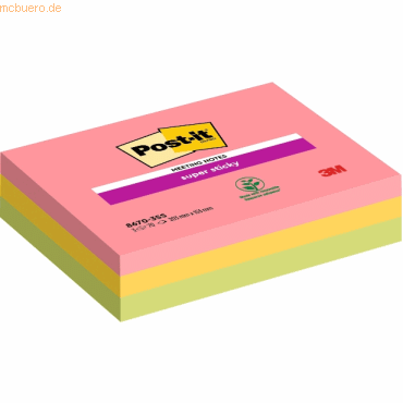 Post-it Haftnotiz Meeting Notes 203x152mm 75 Blatt neonfarben VE=3 Blö von Post-It