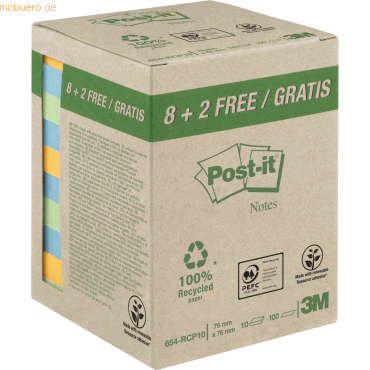Post-it Haftnotiz Recycling Notes 76x76mm 100 Blatt bananengelb, hellb Post-it Haftnotiz Recycling Notes 76x76mm 100 Blatt bananengelb, hellb von Post-It