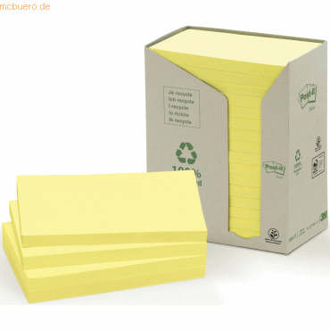 Post-it Haftnotiz Recycling Notes Tower 76x127mm 80g 100 Blatt gelb VE von Post-It