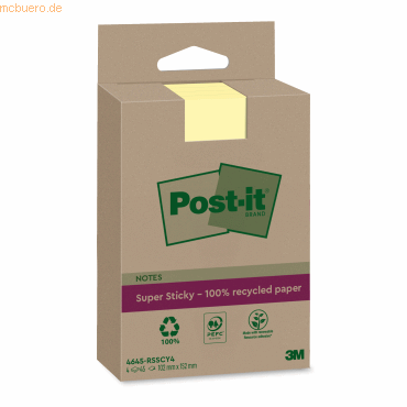 Post-it Haftnotiz Super Sticky 4645-RSSCY4 102x152mm 4x45 Blatt von Post-It