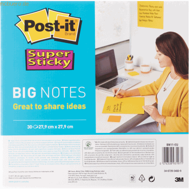 Post-it Haftnotiz Super Sticky Big Notes 279x279mm 30 Blatt ultragelb von Post-It